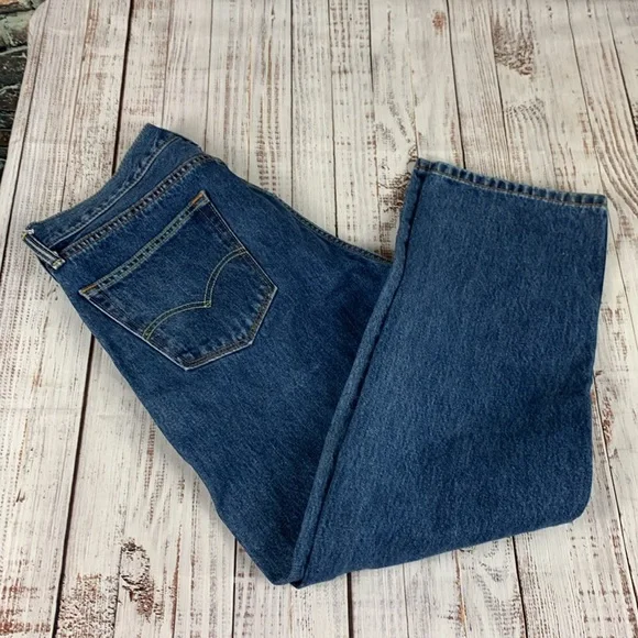 Levis "505" boot cut blue jeans sz 35 x 30 - Picture 12 of 15